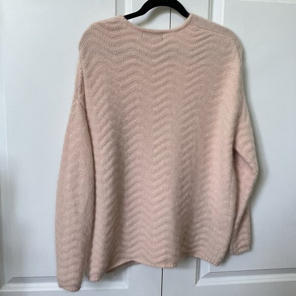 Selected Femme Angora Cardigan Womens M Pink Wavy Ribbed Knit Open Front - Picture 6 of 6